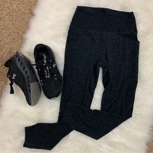 RBX Black Cheetah Print Pocketed Athletic High Waist Leggings